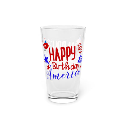 16oz Happy Birthday America Forth of July Pint Glass - Just Grace Ceramics