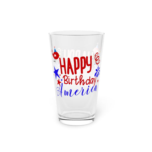 16oz Happy Birthday America Forth of July Pint Glass - Just Grace Ceramics