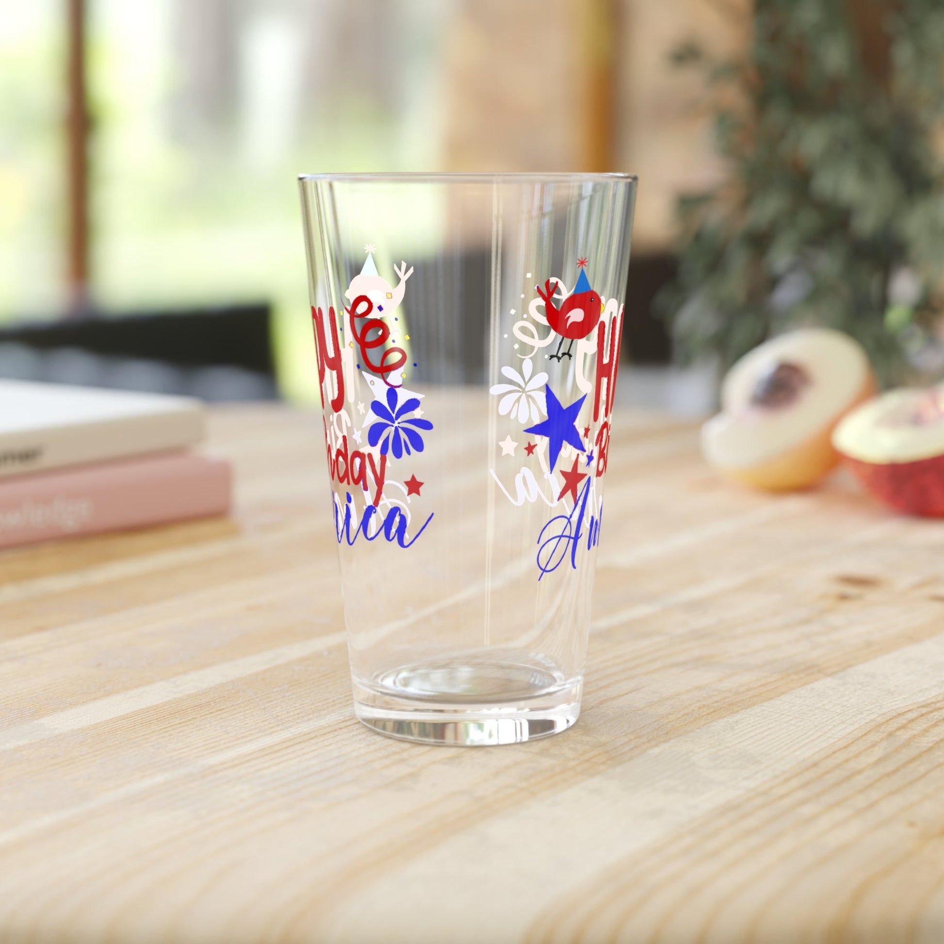 16oz Happy Birthday America Forth of July Pint Glass - Just Grace Ceramics