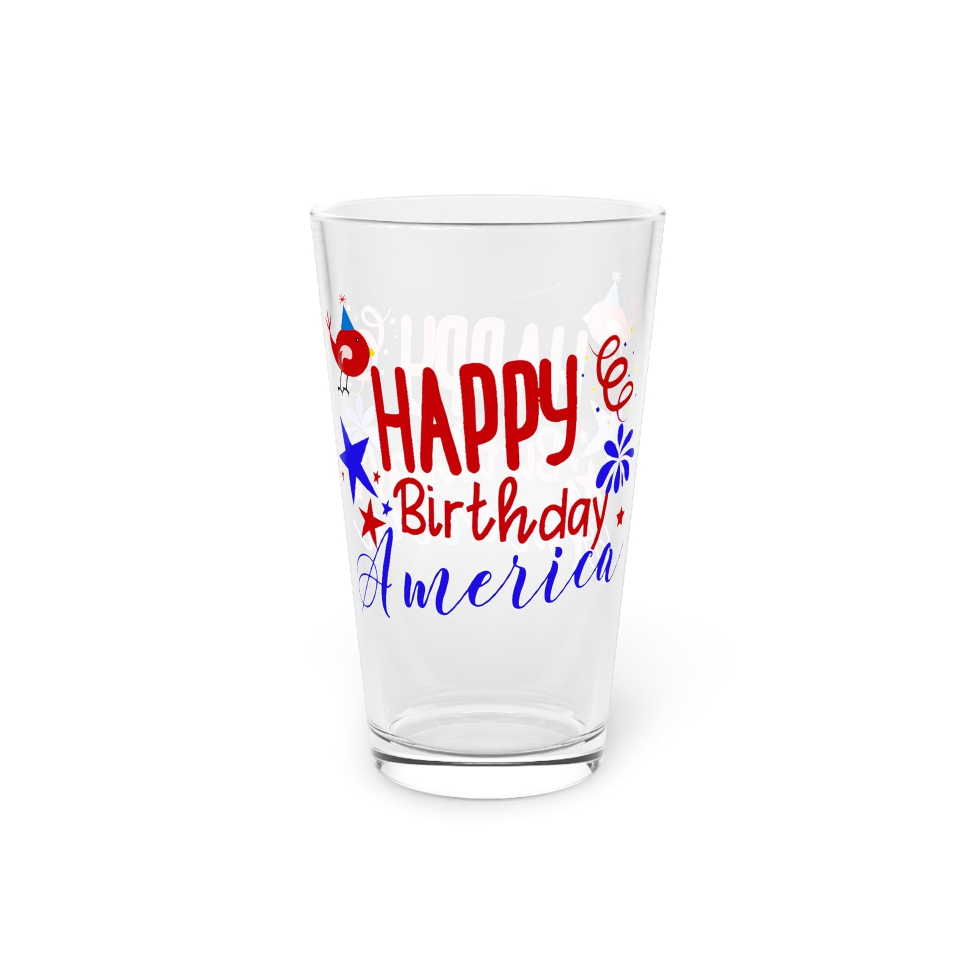 16oz Happy Birthday America Forth of July Pint Glass - Just Grace Ceramics