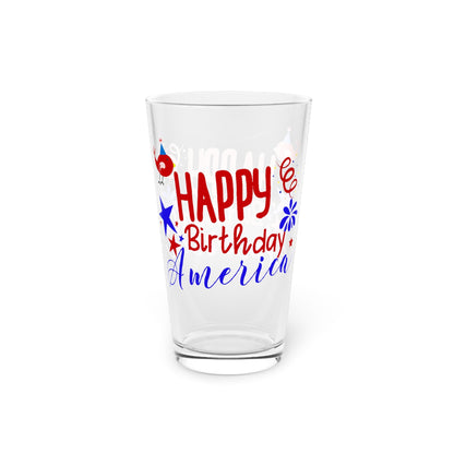 16oz Happy Birthday America Forth of July Pint Glass - Just Grace Ceramics