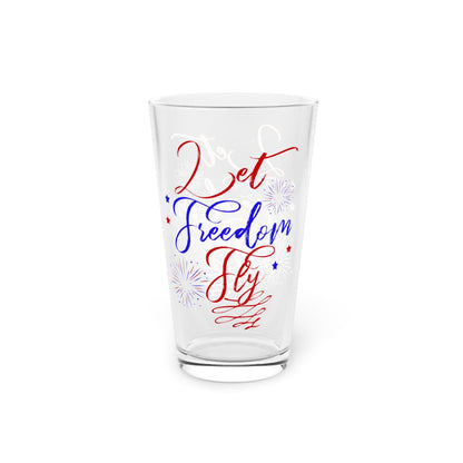 16oz Let Freedom Fly Forth of July Pint Glass - Just Grace Ceramics