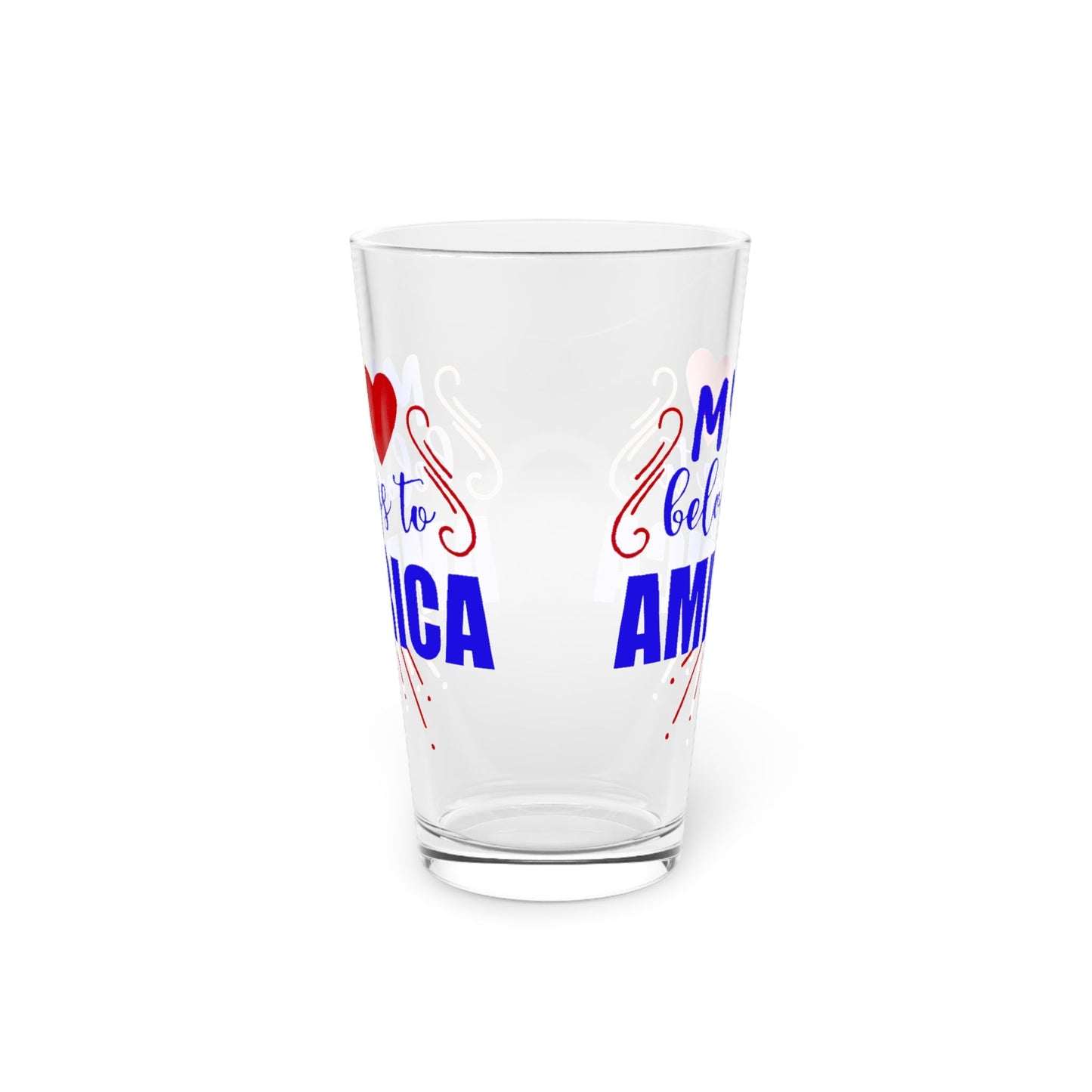 16oz My Heart for America Forth of July Pint Glass - Just Grace Ceramics