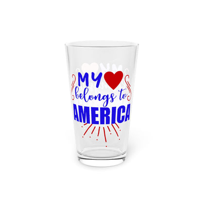 16oz My Heart for America Forth of July Pint Glass - Just Grace Ceramics