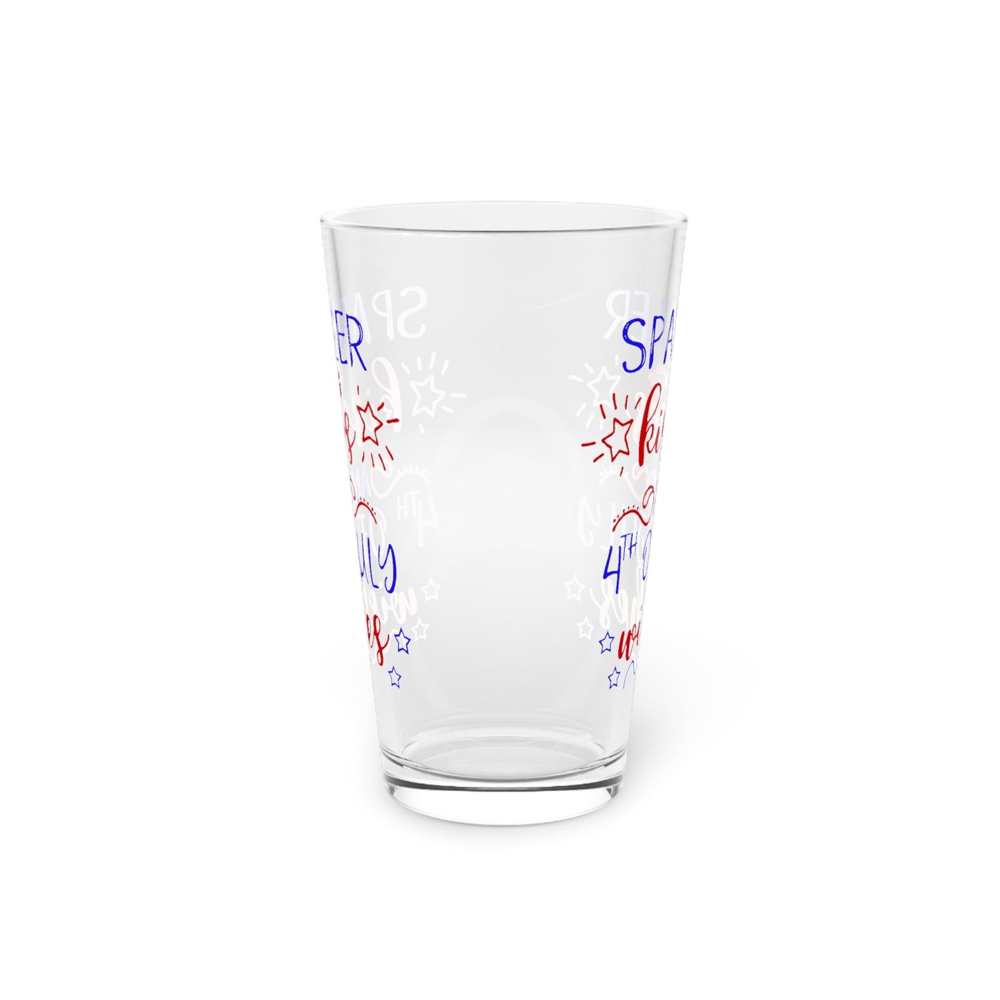 16oz Sparkle & Kisses Forth of July Pint Glass - Just Grace Ceramics