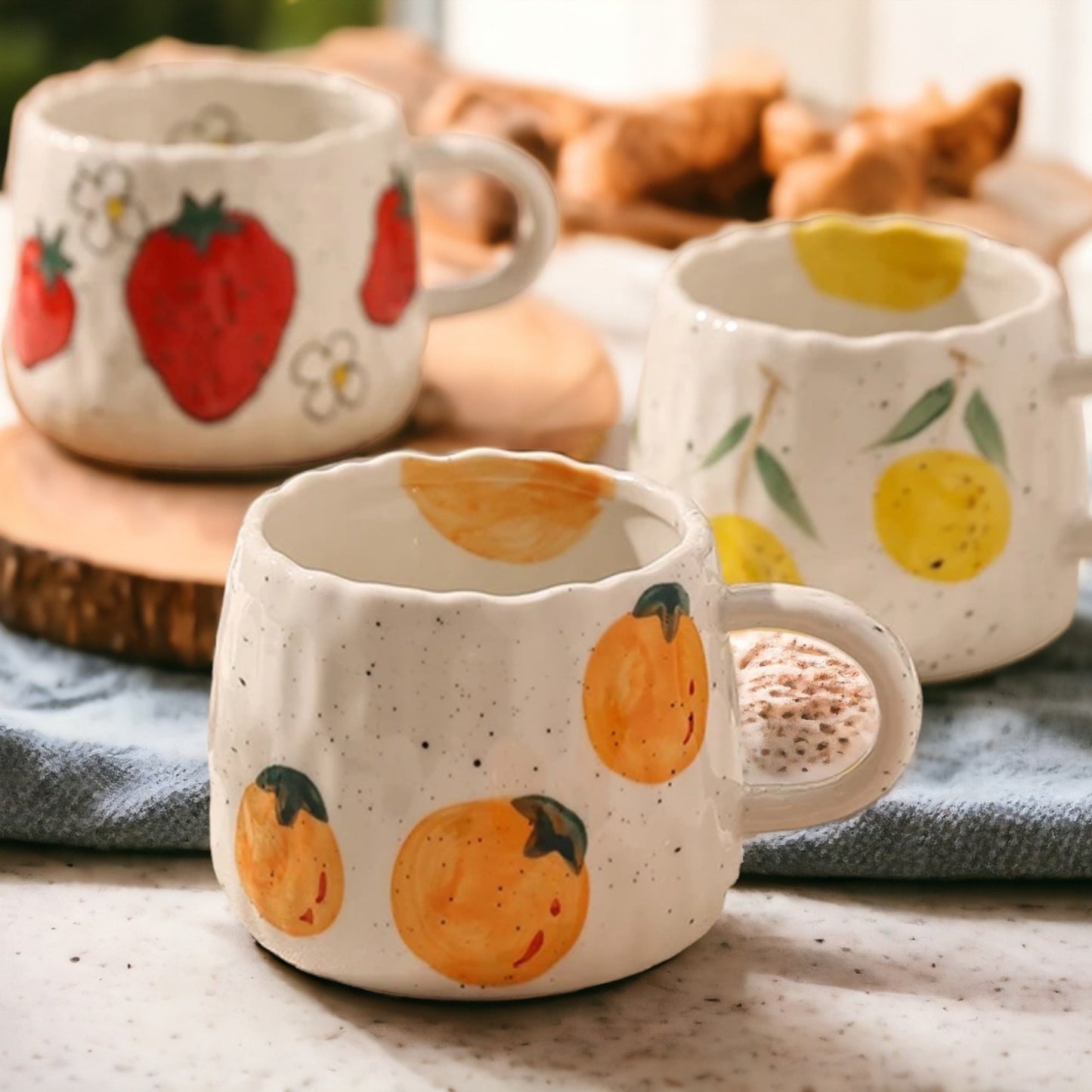 Ceramic Fruit Printed Mugs - Just Grace Ceramics