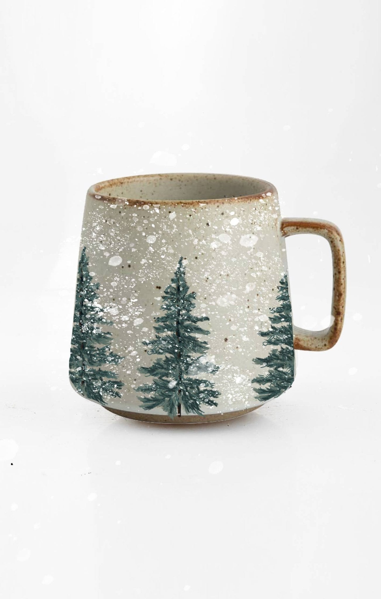 Evergreen Snowy Trees Stoneware Mug - Just Grace Ceramics