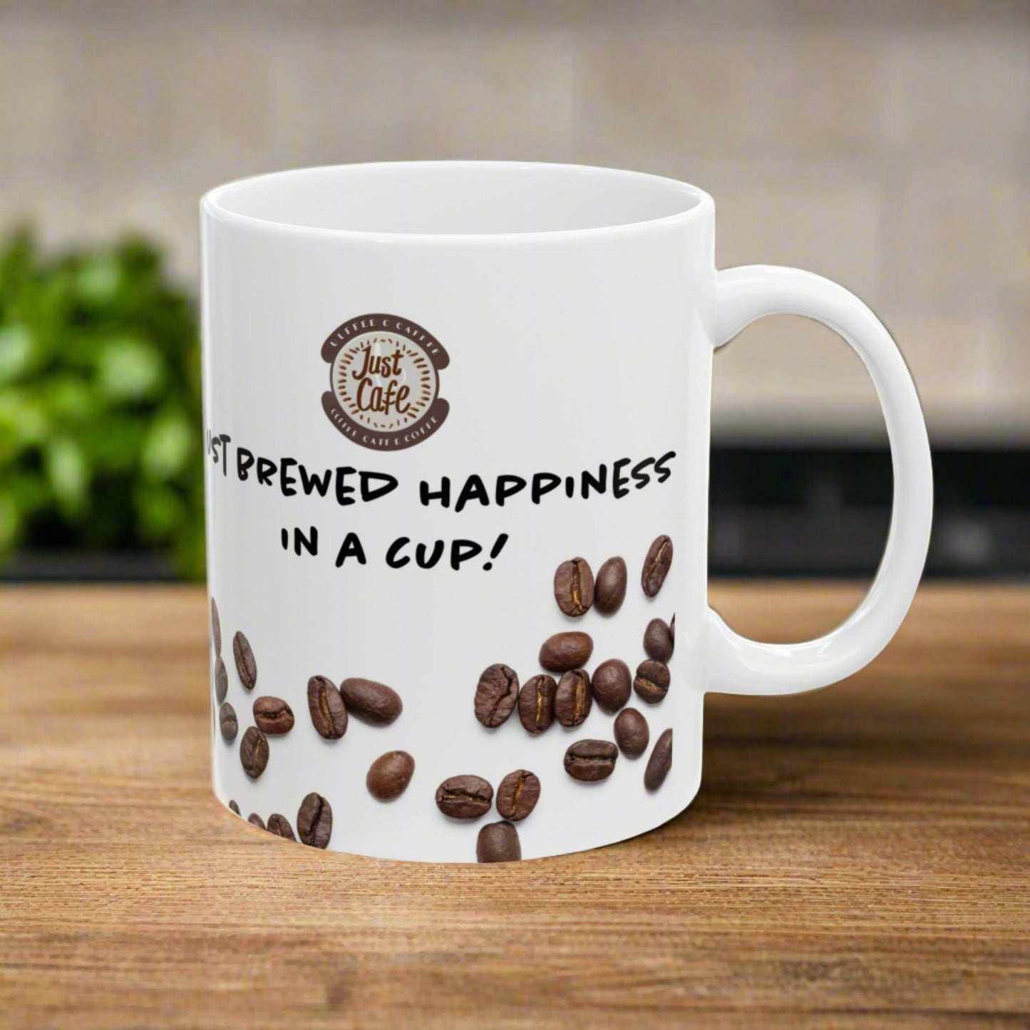 Just Brewed Happiness Ceramic Mug, (11oz) - Just Grace Ceramics