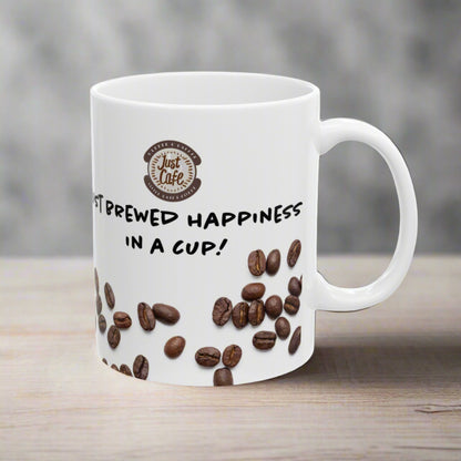 Just Brewed Happiness Ceramic Mug, (11oz) - Just Grace Ceramics