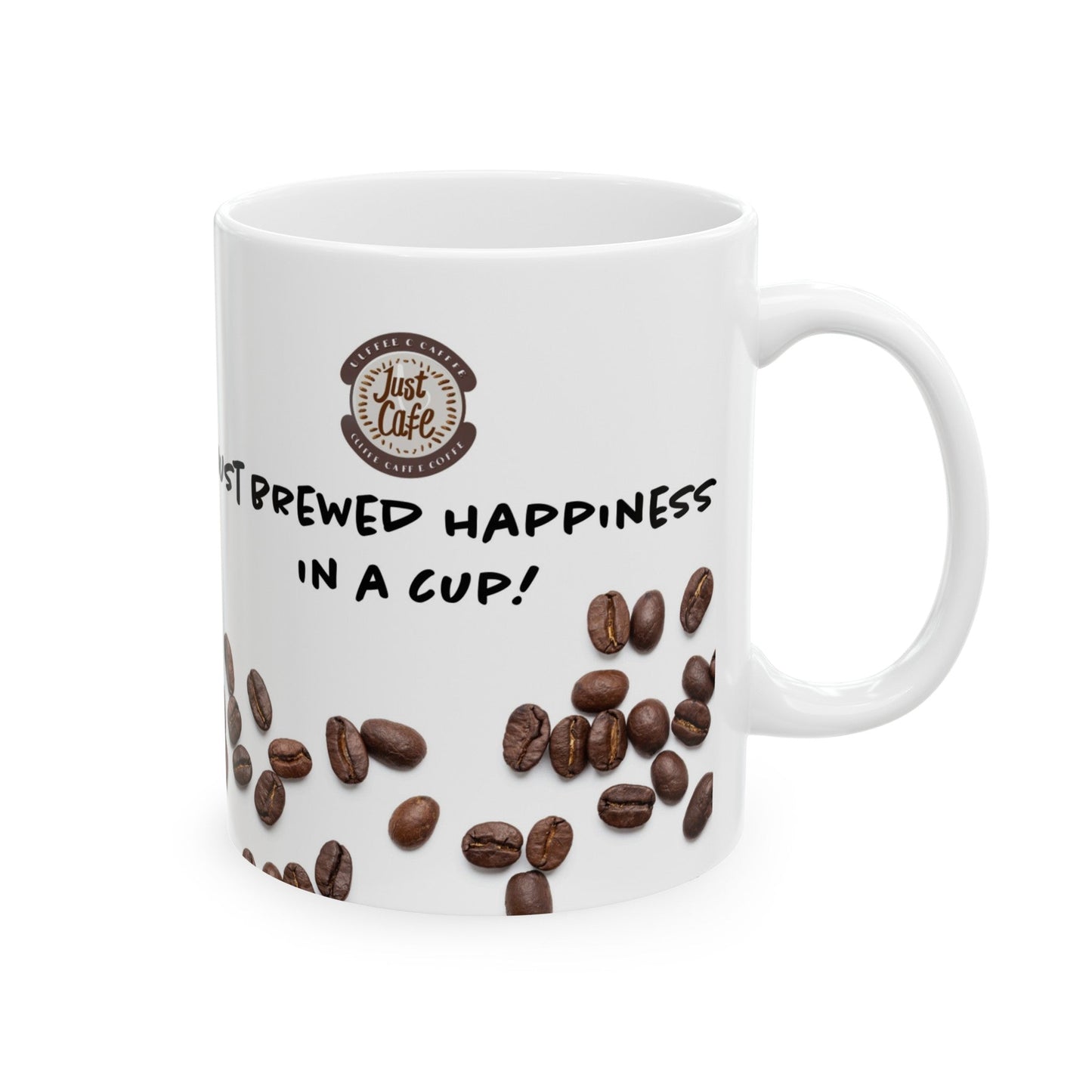 Just Brewed Happiness Ceramic Mug, (11oz) - Just Grace Ceramics