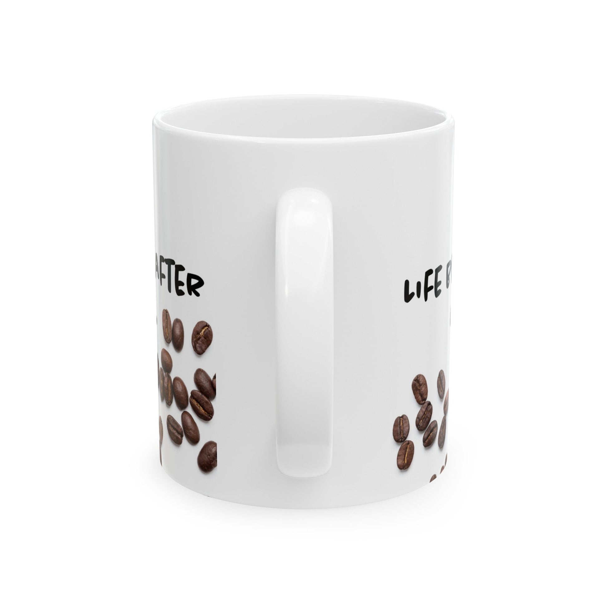 Life & Coffee White Ceramic Coffee Mug, (11oz) - Just Grace Ceramics