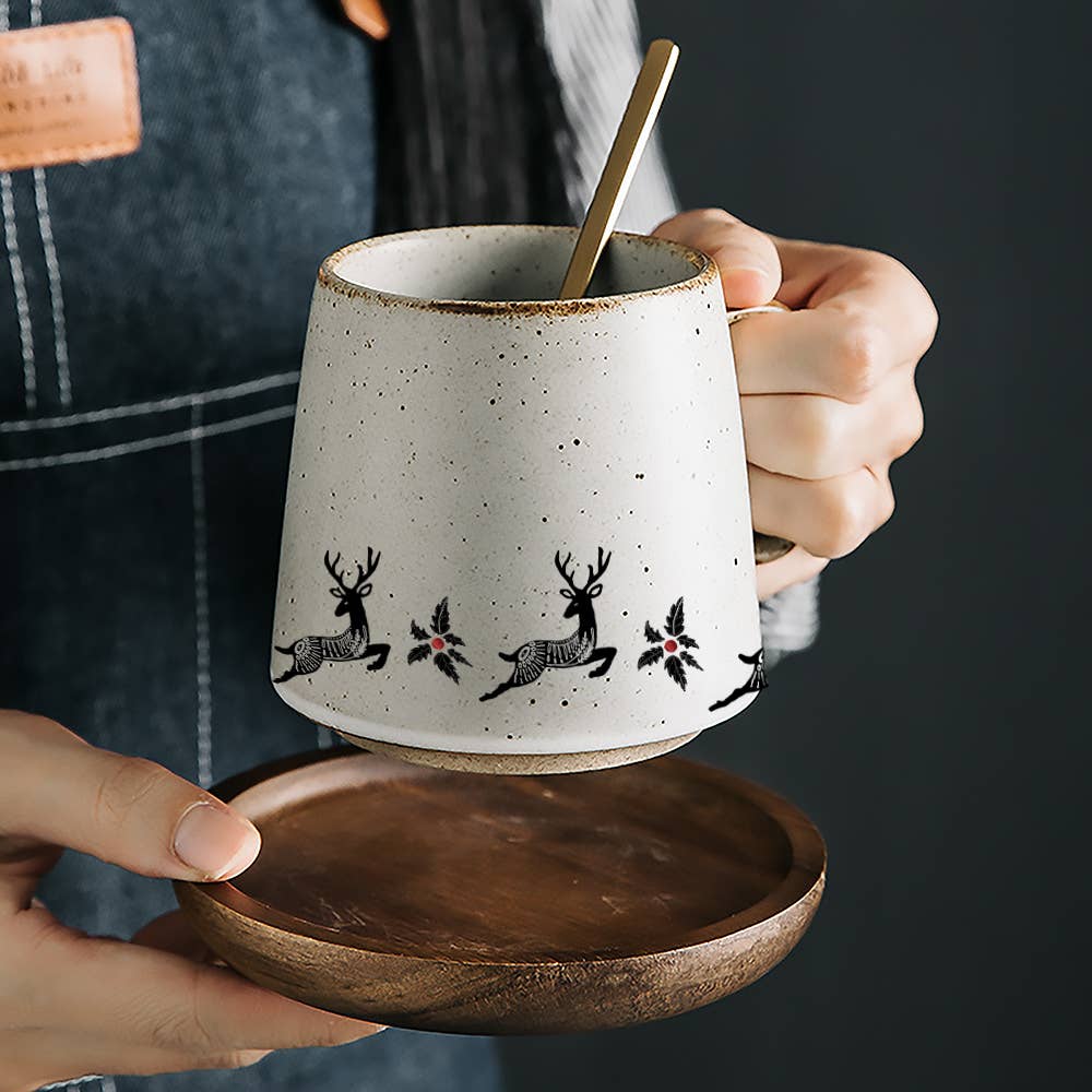 Reindeer Wonderland Stoneware Mug - Just Grace Ceramics